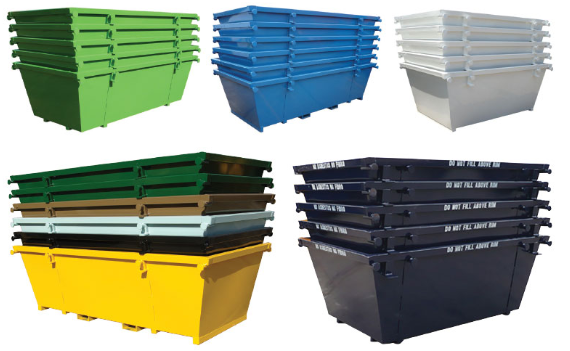 Skip bins in different colors and sizes